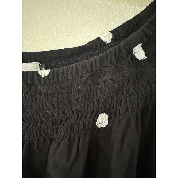 Ava Sky Black Polka Dot Off The Shoulder Romper One Piece Shorts Set Size Small - Picture 3 of 12